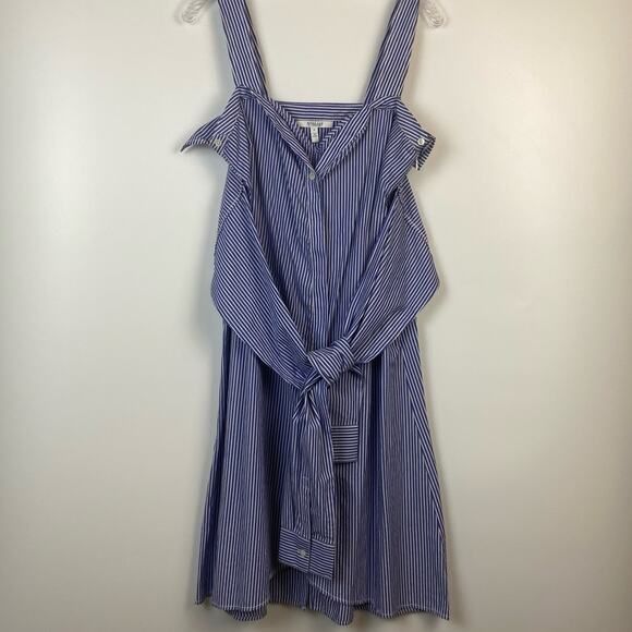 Derek Lam 10 Crosby Tie Front Paneled Striped Mini Dress Size 10 - Picture 2 of 10